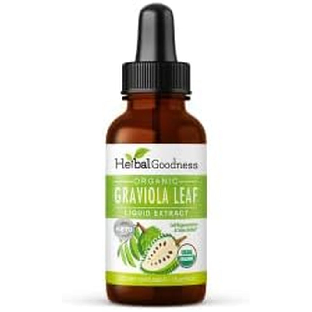 Herbal Goodness Organic Soursop Graviola Leaf Extract 1Oz – 15X Concentrated Guanabana Liquid Tincture | USDA Organic & Kosher Certified | Supports Cell and Immune Wellness | Soursop Bitters Liquid