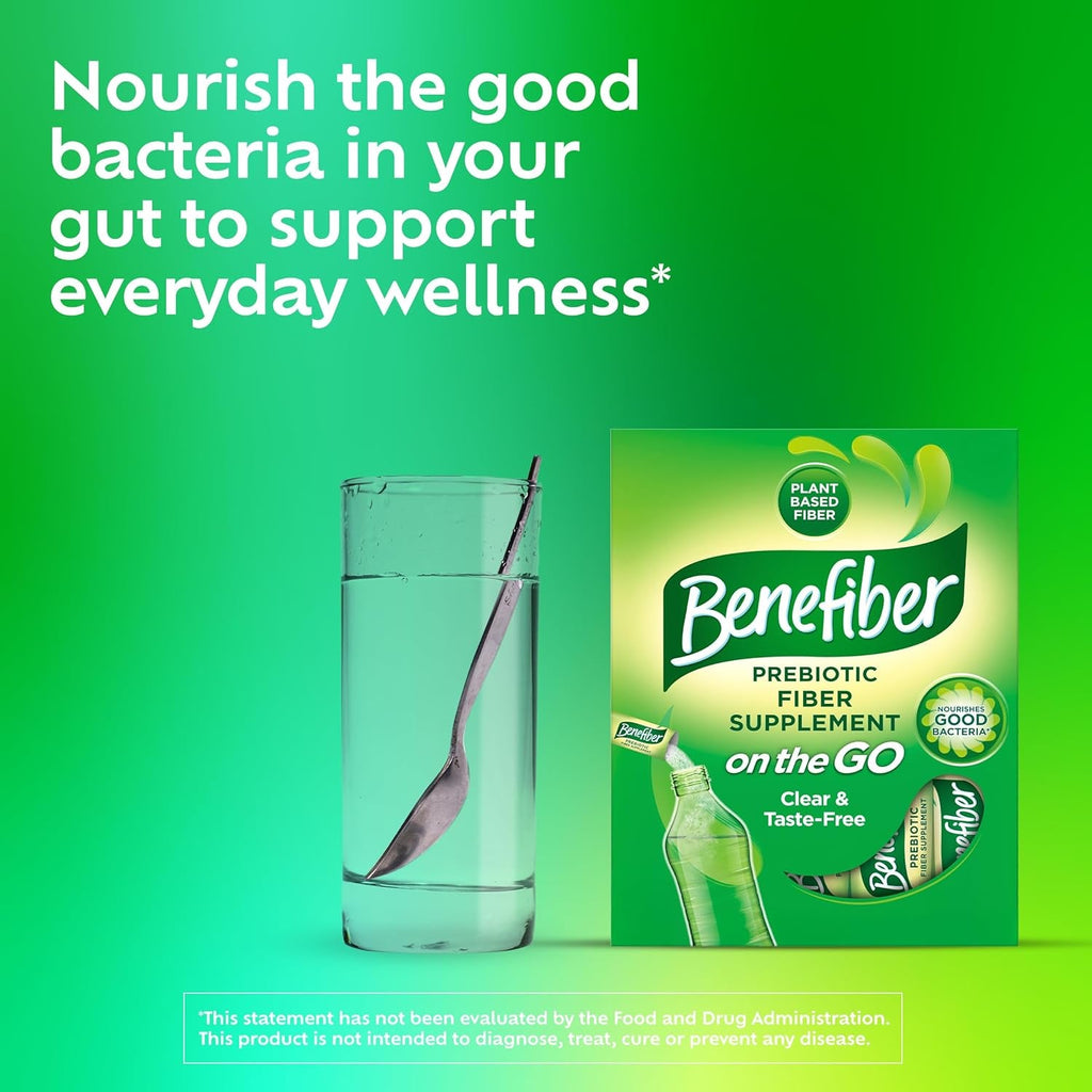 Benefiber on the Go Prebiotic Fiber Supplement Powder for Digestive Health, Daily Fiber, Unflavored - 28 Sticks (3.92 Ounces)