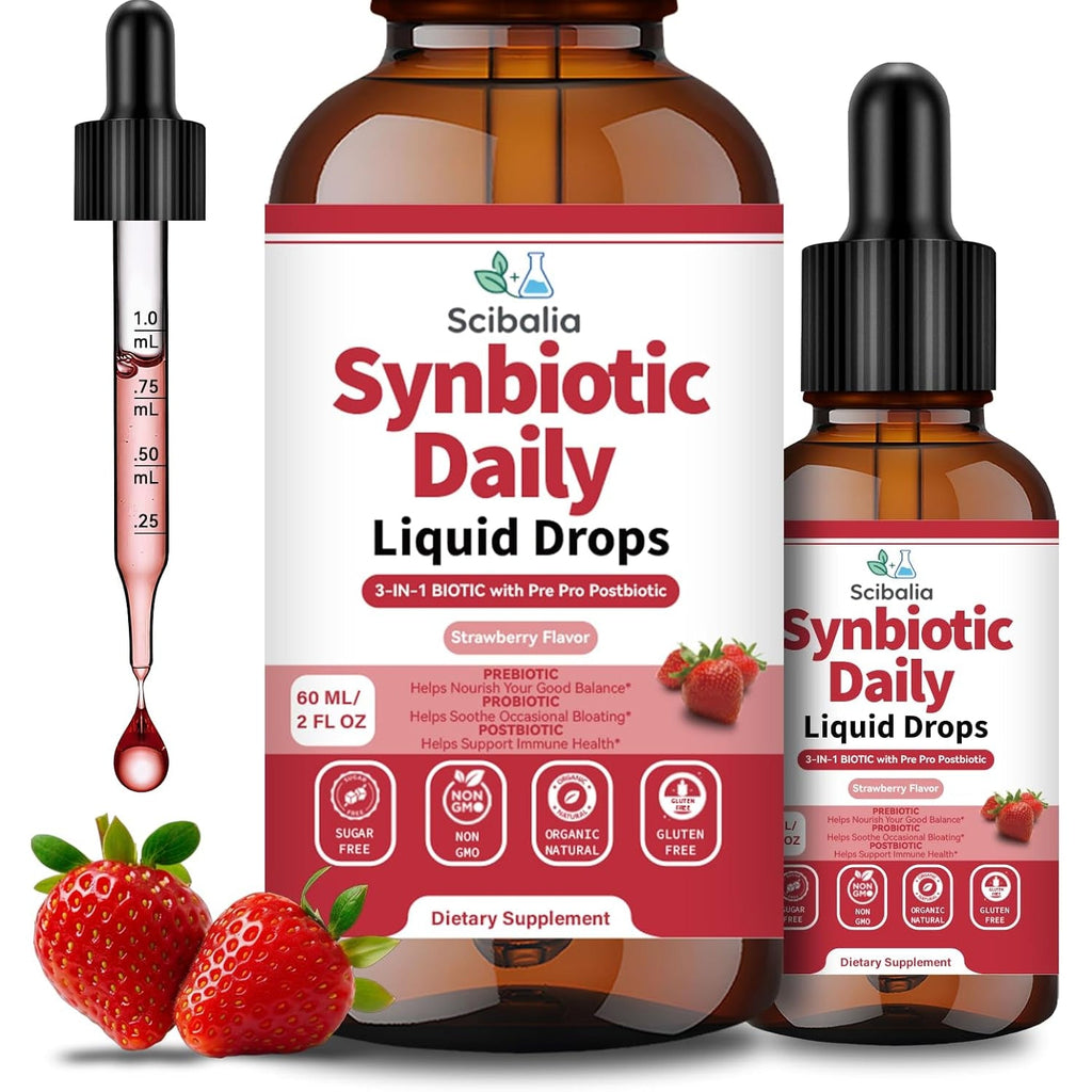 Synbiotic Probiotic Prebiotic Post -Biotic Liquid Drops, Advanced 3-In-1 60 Billion CFU 10 Strains W/Immune Tributyrin Postbiotic for Gut Health & Digestive Support, Daily Complete Immune, Women Men