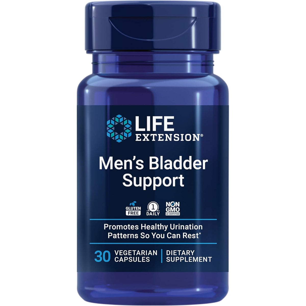 Life Extension Men'S Bladder Support, Melatonin, Beta-Sitosterol, Lycopene, Nighttime Urination, Sleep Patterns, Prostate Health, Bladder Support, Gluten Free, Non-Gmo, Vegetarian, 30 Capsules