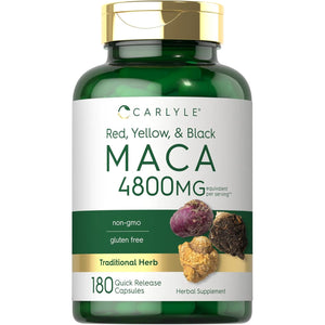 Carlyle Maca Root Capsules for Women & Men | 180 Count | High Potency Extract | Non-Gmo & Gluten Free Supplement