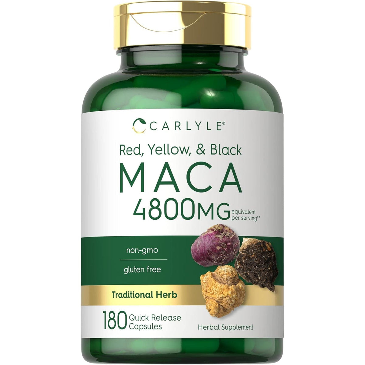Carlyle Maca Root Capsules for Women & Men | 180 Count | High Potency Extract | Non-Gmo & Gluten Free Supplement