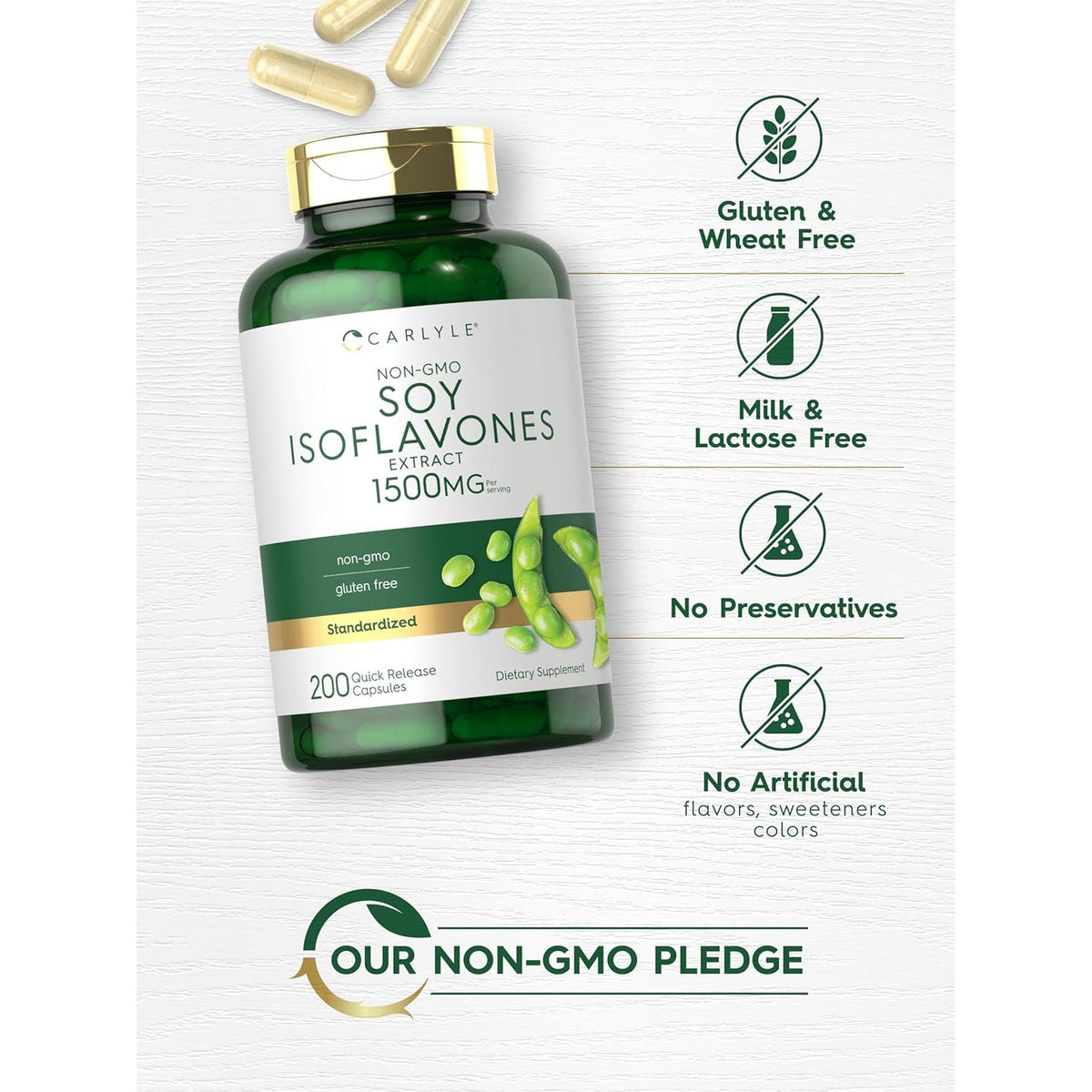 Carlyle Soy Isoflavones Supplement | 200 Capsules | Non-Gmo and Gluten Free Formula for Men and Women