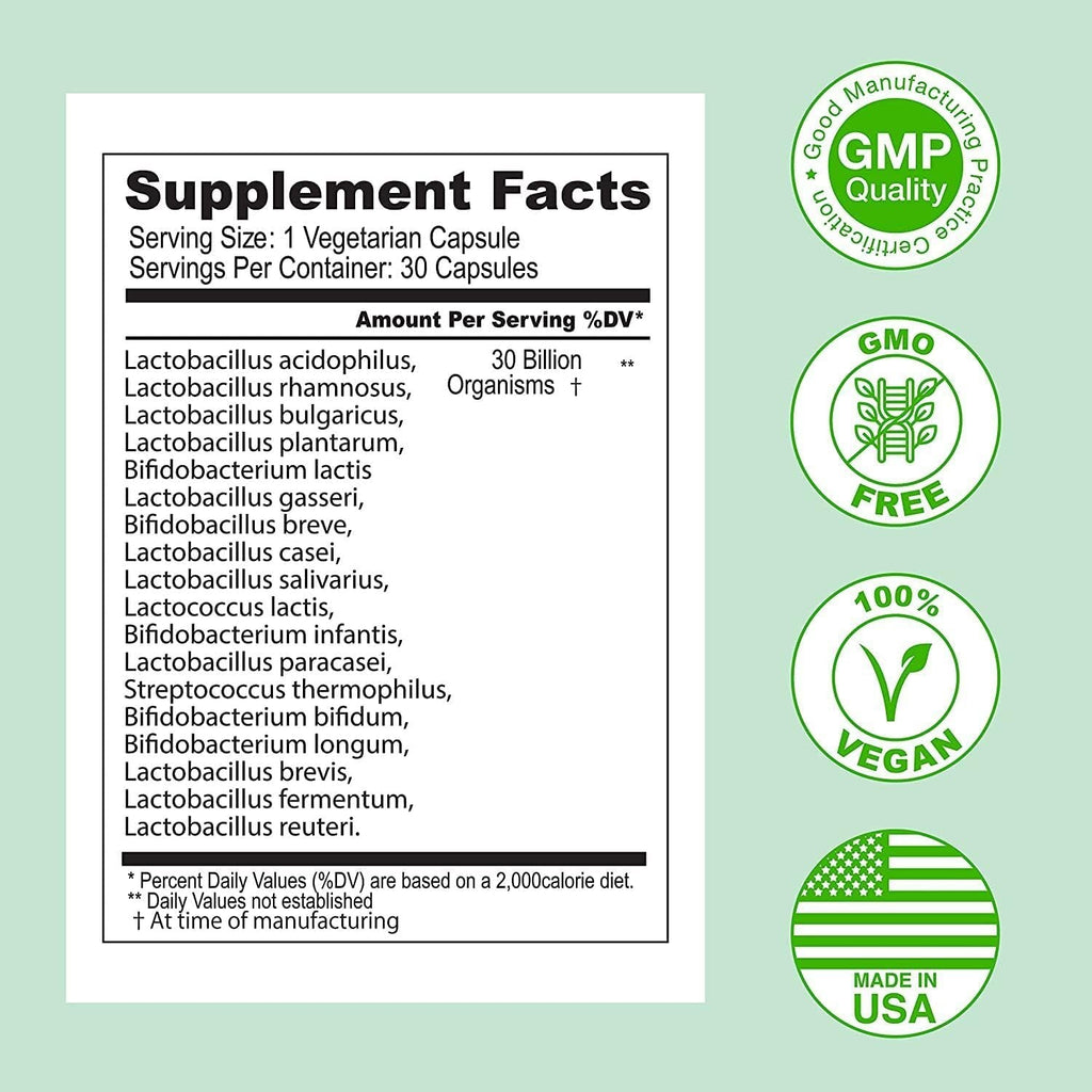 ASULABS® Formula Probiotica Avanzada Con 18 Cepas Probioticas Clinicamente Seleccionadas Para Ayudar a Eliminar Los Malestares Digestivos. Para Hombres Y Mujeres. Capsulas Vegetarianas.
