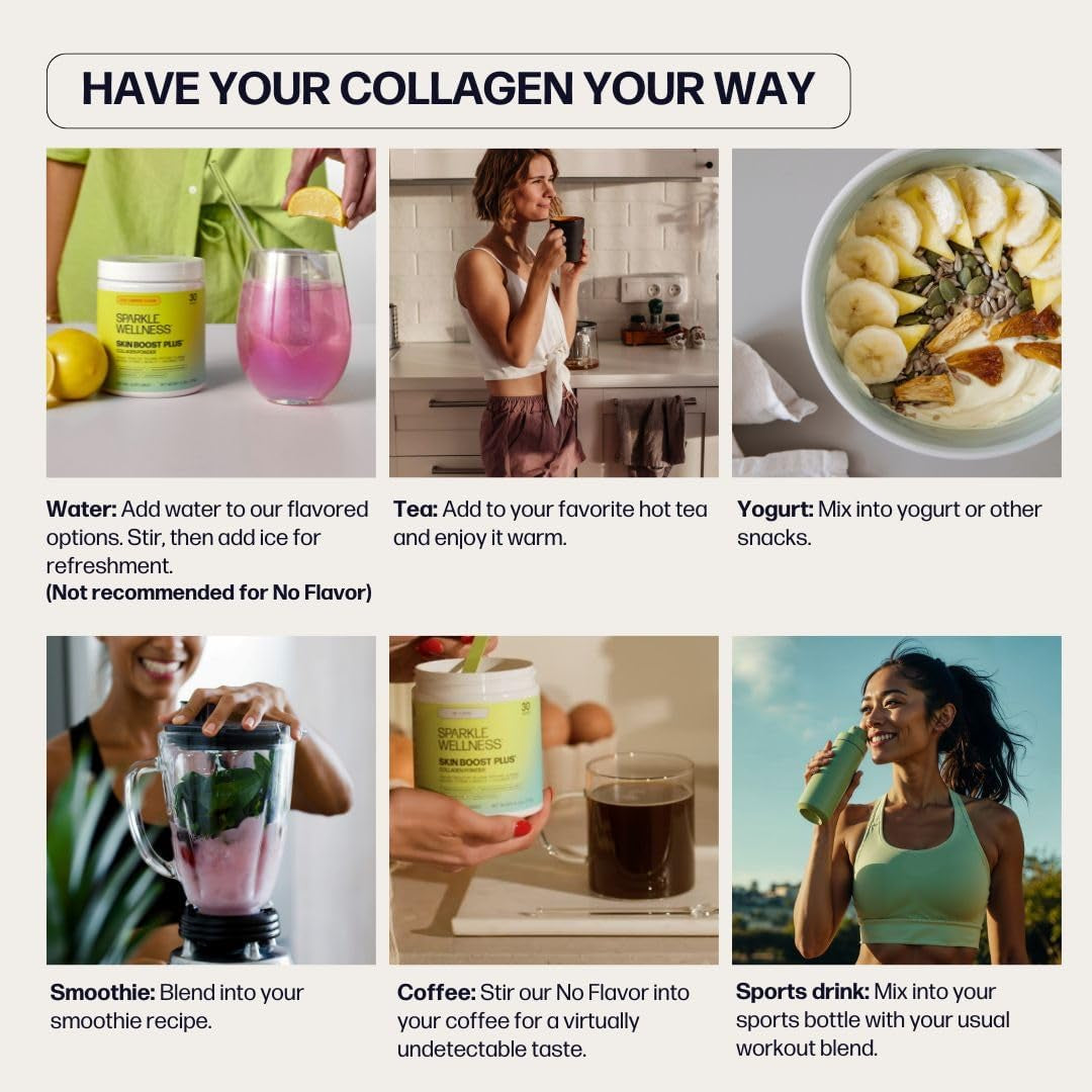 Sparkle Wellness VERISOL Bioactive Hydrolyzed Collagen Peptides | Collagen Powder Supplement with Vitamin C for Skin, Hair & Nail Health | Skin Boost (No Flavor) [50-Serves]