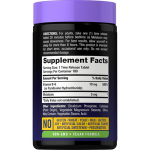 Carlyle Melatonin 5Mg | 180 Sustained Release Tablets | All Night Support Supplement | Vegan, Non-Gmo, Gluten Free Formula