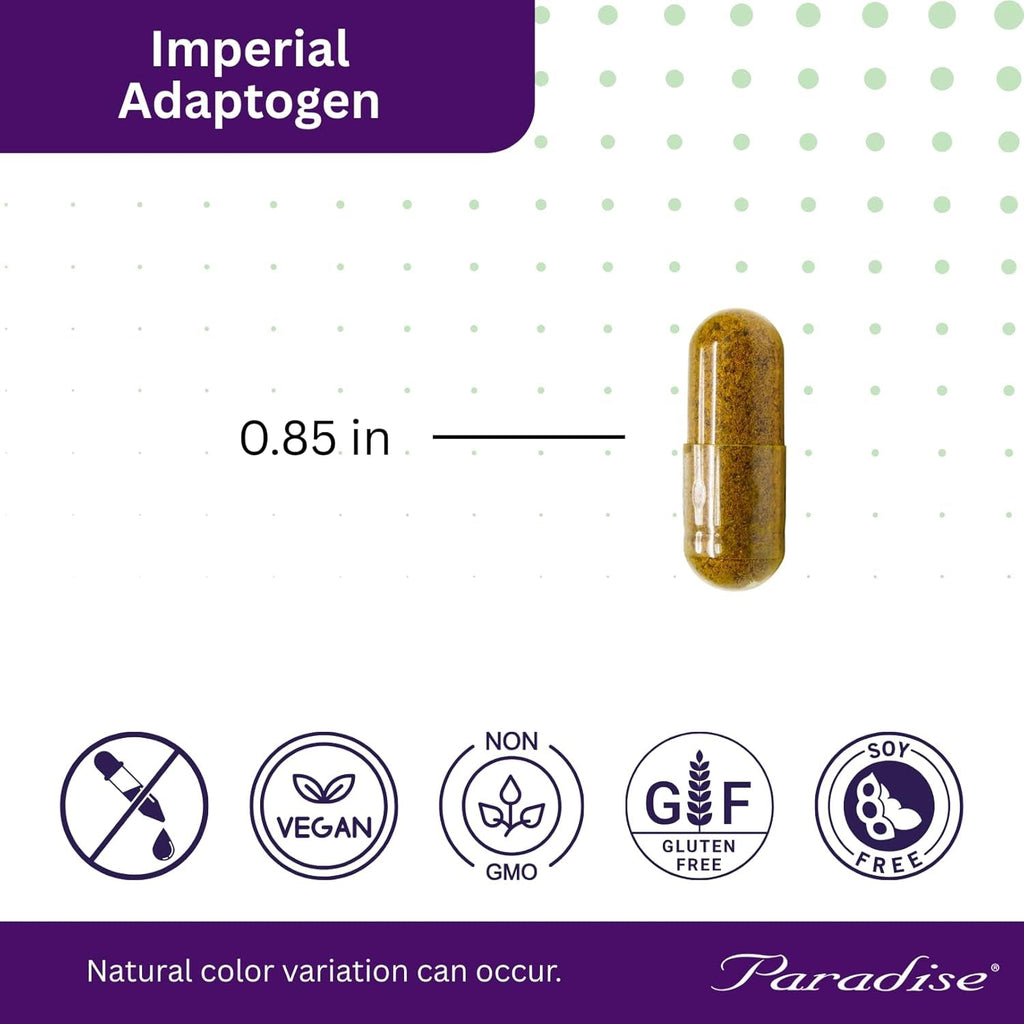 Paradise Herbs, Imperial Adaptogens, with Ashwagandha, Astragalus, Rhodiola, Proprietary Adaptogen Blend for Stress Support, Focus & Energy, 60 Vegetarian Capsules