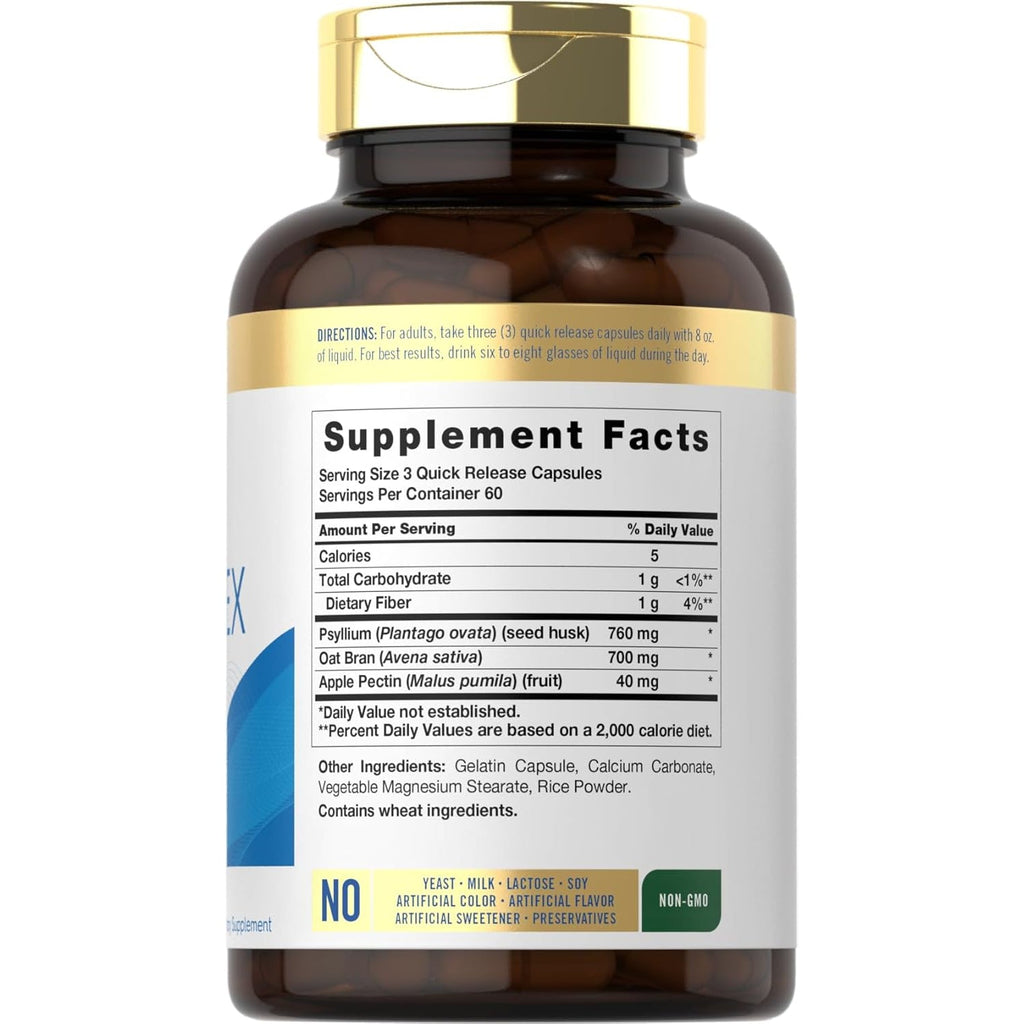 Carlyle Triple Action Fiber Complex | 180 Capsules | Vegetarian, Non-Gmo and Gluten Free Supplement