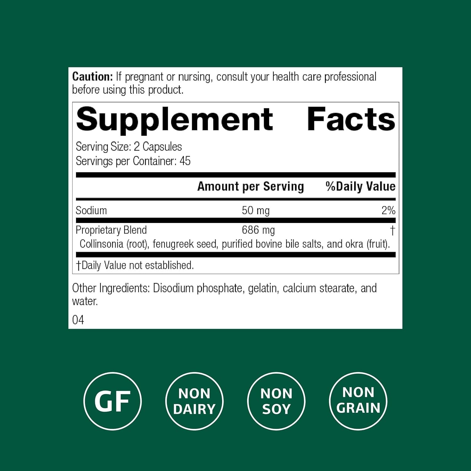 Standard Process Fen-Cho - Digestive & Gut Health Supplement - Gluten-Free, Non-Dairy & Non-Soy - 90 Capsules (45 Servings)