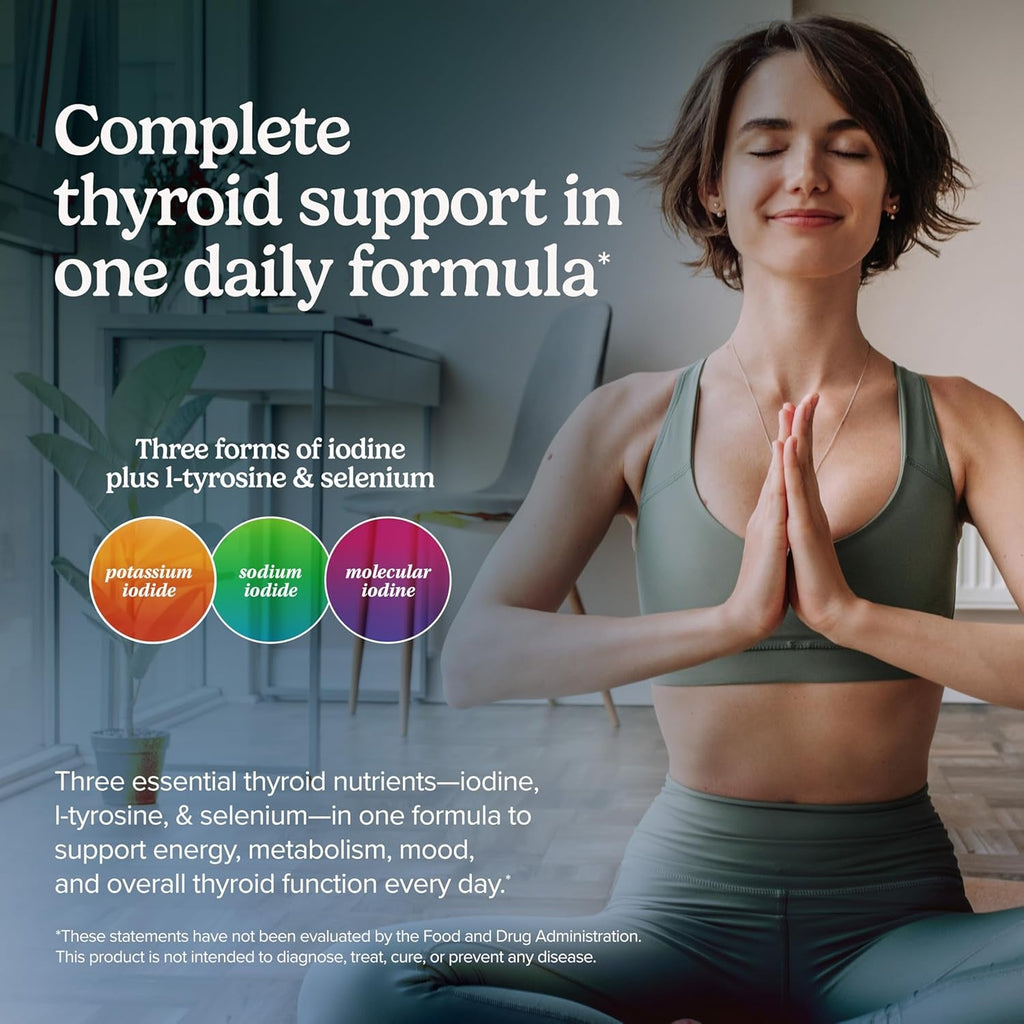 Terry Naturally Thyroid Care plus - Iodine + L-Tyrosine, 60 Capsules - Thyroid Support Supplement with Selenium, Promotes Energy & Metabolism - Non-Gmo, Gluten-Free, Kosher - 30 Servings