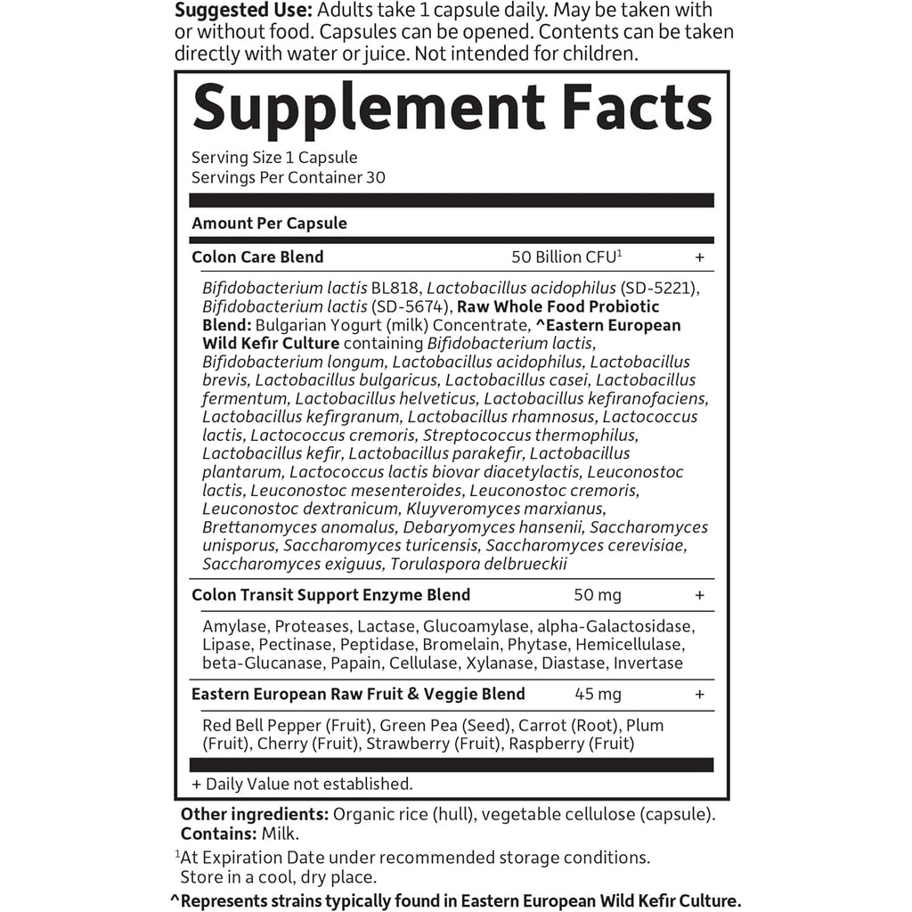 Garden of Life Probiotics for Women and Men - Raw Probiotics Colon Care 50 Billion CFU and Enzymes, Shelf Stable Once Daily Acidophilus Probiotic for Regularity and Immune Health Support, 30 Capsules