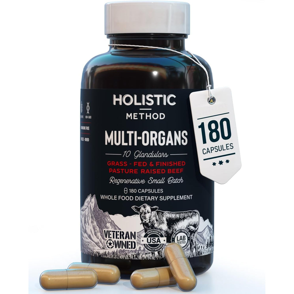 Beef Organ Supplement Complex - 10 Carnivore Grass Fed Proprietary Blend of Liver, Marrow, Brain, Thymus, Spleen, Kidney, Colostrum, Heart, Pancreas, Gallbladder - 180 Caps