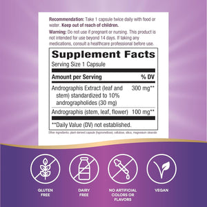 Nature'S Way Premium Extract Andrographis, Immune Support*, 300 Mg Andrographis Extract per Serving, 60 Vegan Capsules