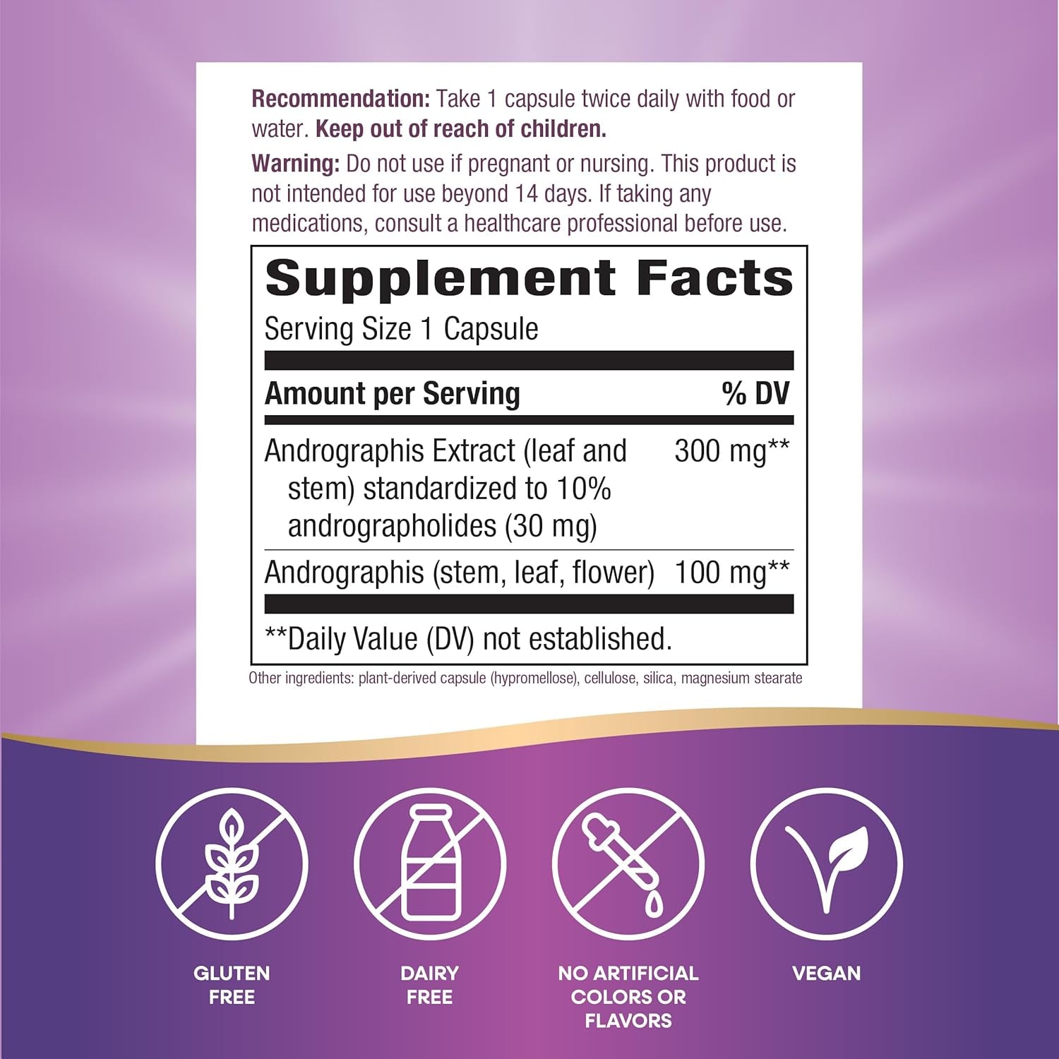 Nature'S Way Premium Extract Andrographis, Immune Support*, 300 Mg Andrographis Extract per Serving, 60 Vegan Capsules