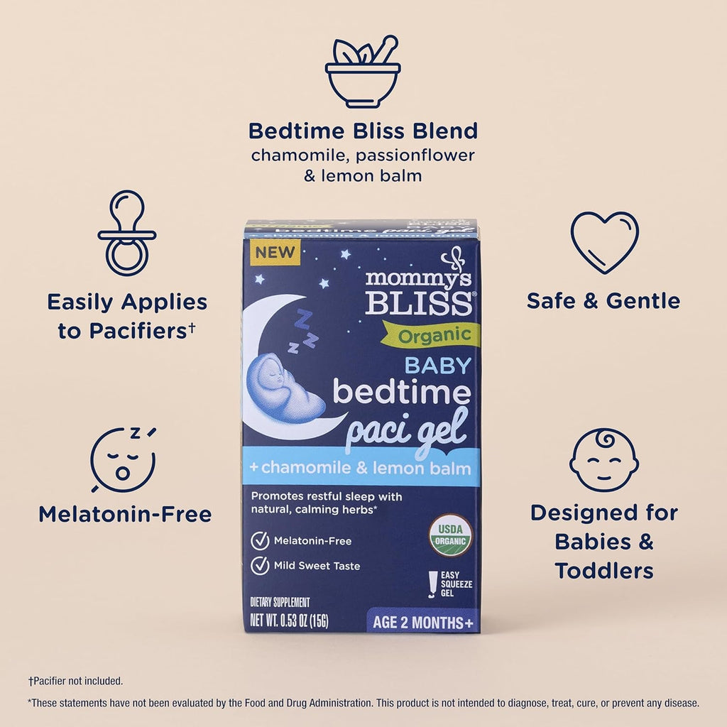 Mommy'S Bliss Organic Baby Bedtime Paci Gel, Promotes Restful Sleep*, Melatonin Free, Age 2 Months+, 0.53 Fl Oz