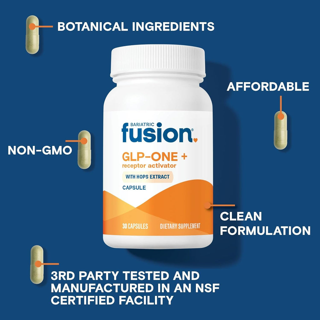 Bariatric Fusion GLP-1 plus | GLP Activate Receptors to Feel Full Faster and Longer* | Natural Supplement with Copaiba and Hops Extract | Gluten Free and Vegan GLP1 Supplement | 30 Capsules
