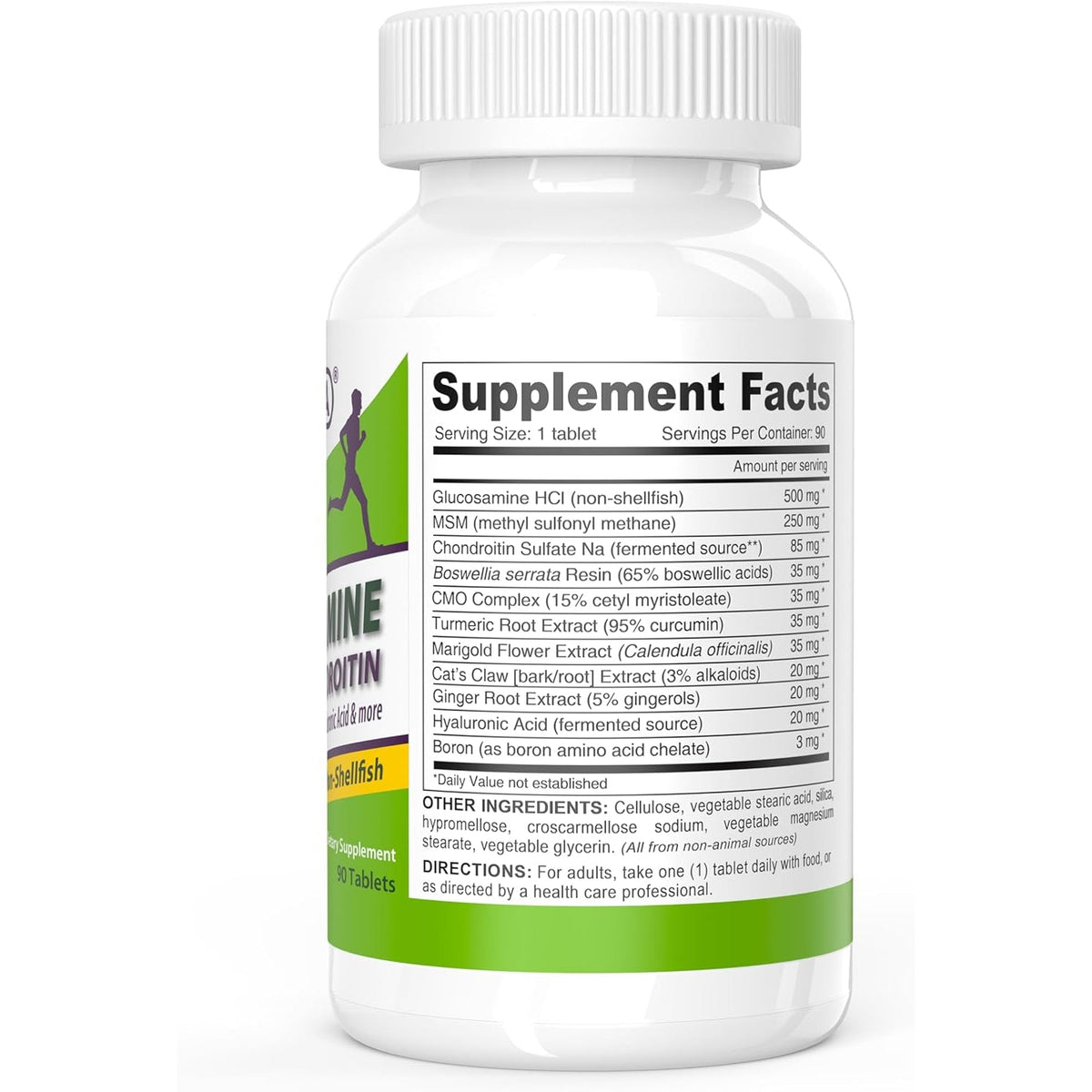 DEVA Vegan Glucosamine MSM & Chondroitin + Turmeric, CMO, Boswellia, Hyaluronic Acid & More, Improved Non-Animal Formula, 90 Tablets