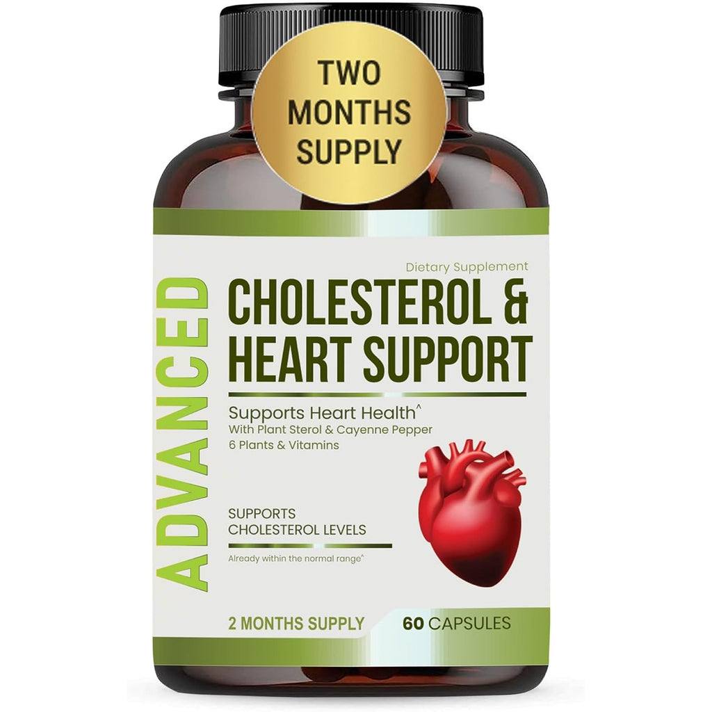 Heart Health Cholesterol Supplements - Cholesterol Health & Heart Support with Plant Sterols, Niacin & Garlic Powder.Vitamins Pills for Healthy Cholesterol and Healthy Heart.Two Months Supply.
