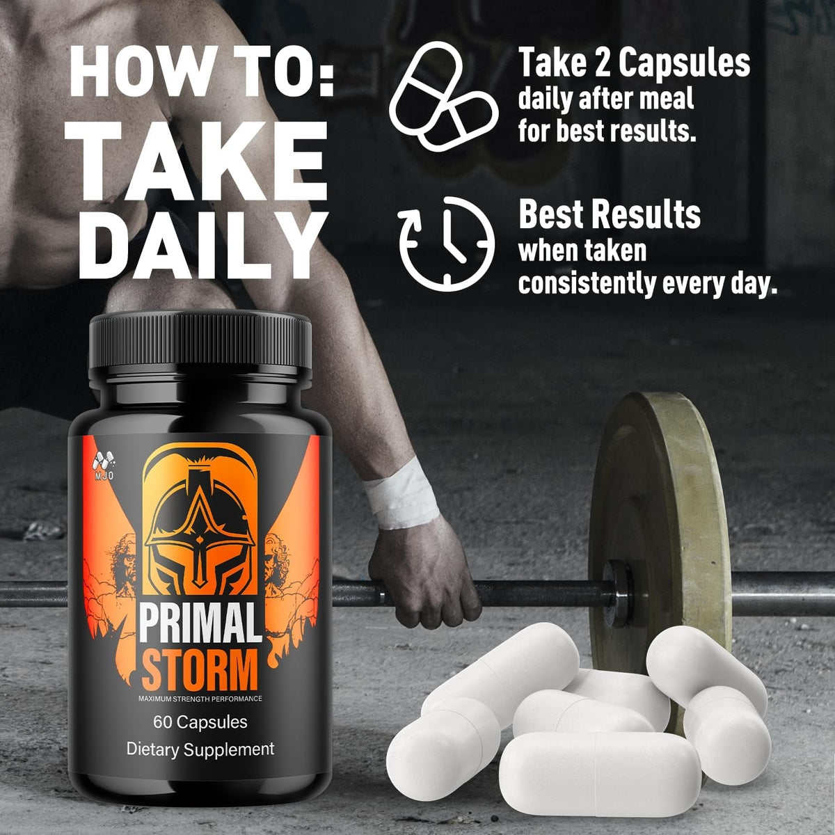 Primal Storm Capsules, Official Primal Storm Supplement for Men with All Natural Ingredients, Advanced Primalstorm Health and Wellness Pills Maximum Strength Formula Vitamin Supplement (60 Capsules)