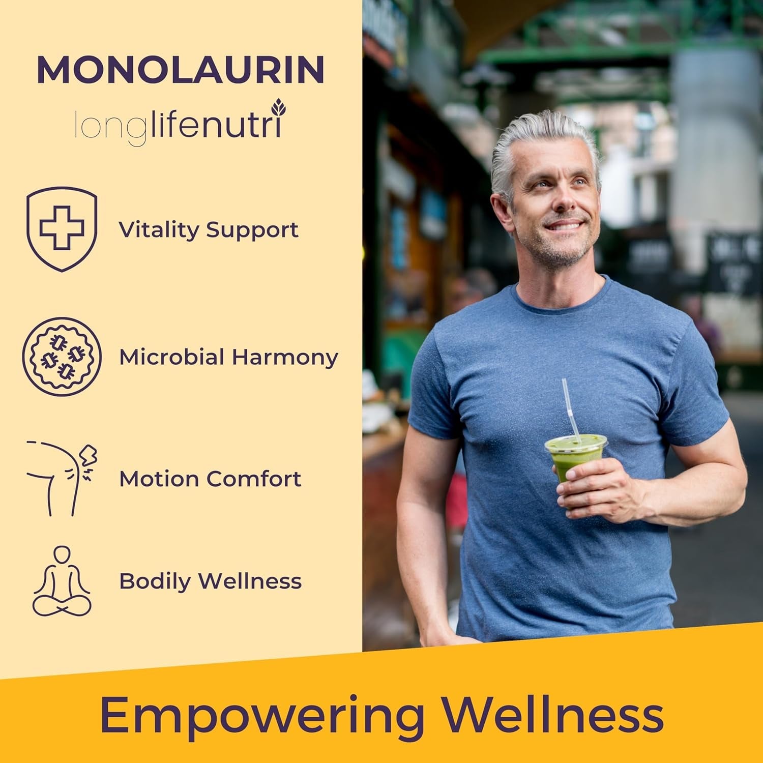 Longlifenutri Monolaurin 1500Mg - Potent Glycerol from Coconut, 200 Vegetarian Capsules, Organic Supplement for Gut Balance & Natural Defense, 100-Day Supply, GMP Certified, Made in USA
