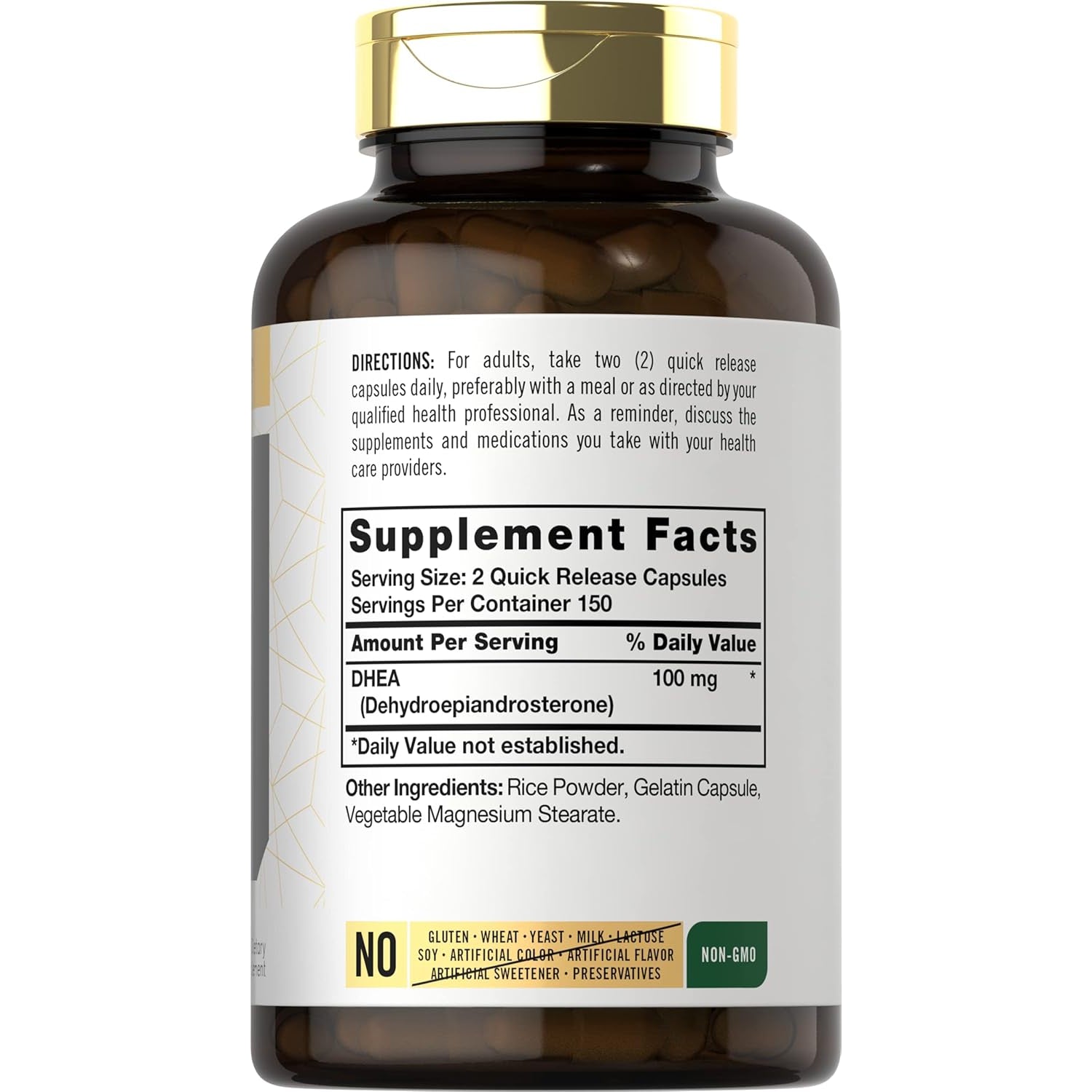 Carlyle DHEA 100Mg Supplement | 300 Capsules | for Women and Men | Non-Gmo & Gluten Free