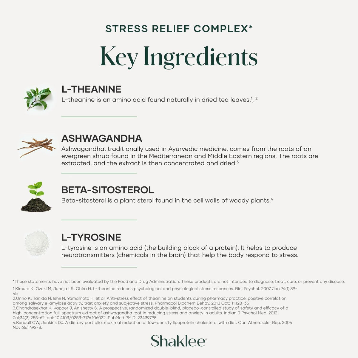 Shaklee - Stress Relief Complex - Calming Blend of L-Theanine, Ashwagandha, Beta-Sitosterol, and L-Tyrosine - Promotes Relaxation without Drowsiness - 1 Caplet Daily - Adults Supplement - 30 Caplets
