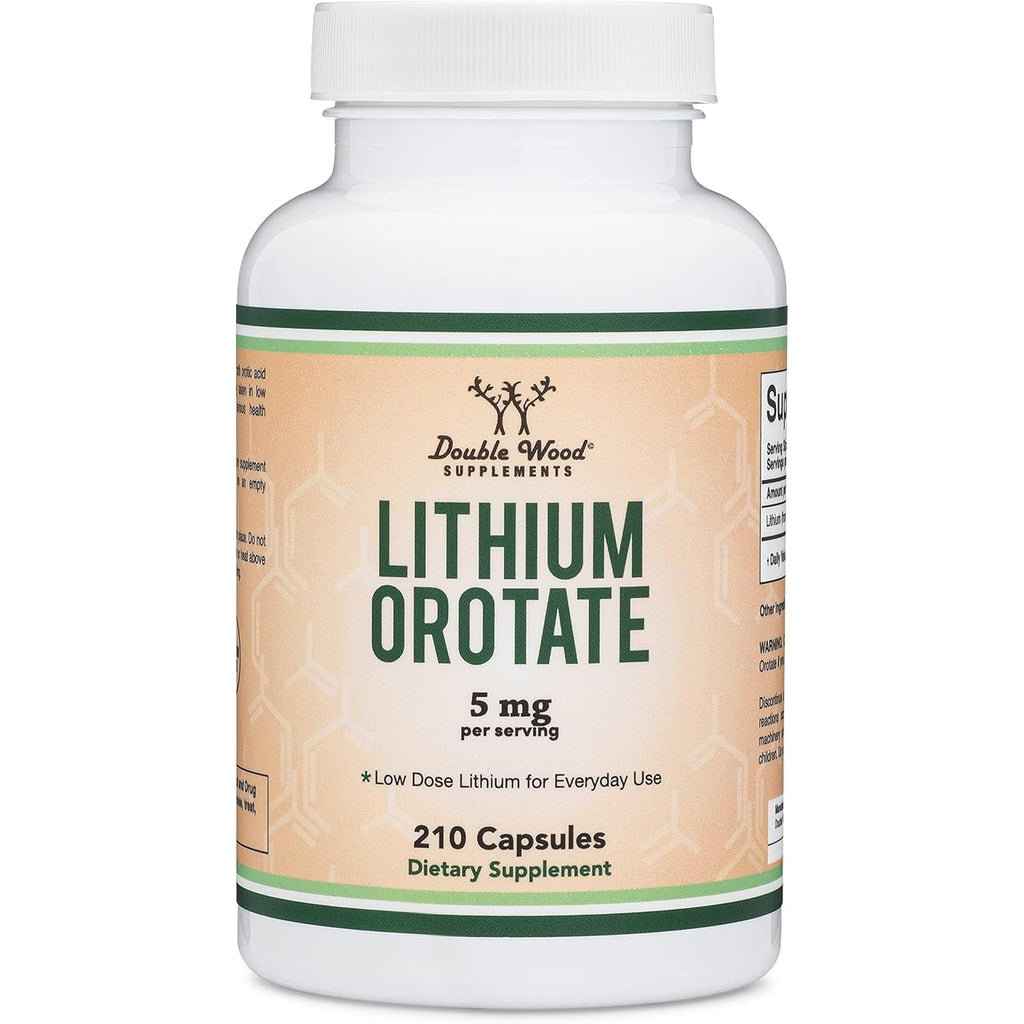 Lithium Orotate 5Mg of Elemental Lithium for Cognition and Brain Health, 210 Capsules (Third Party Tested, Vegan Safe, Non-Gmo) by Double Wood Supplements