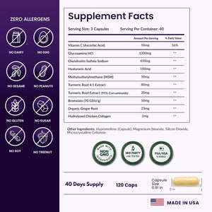 Forestleaf Glucosamine Chondroitin MSM Joint Supplement Complex - 1200Mg - 120 Caps