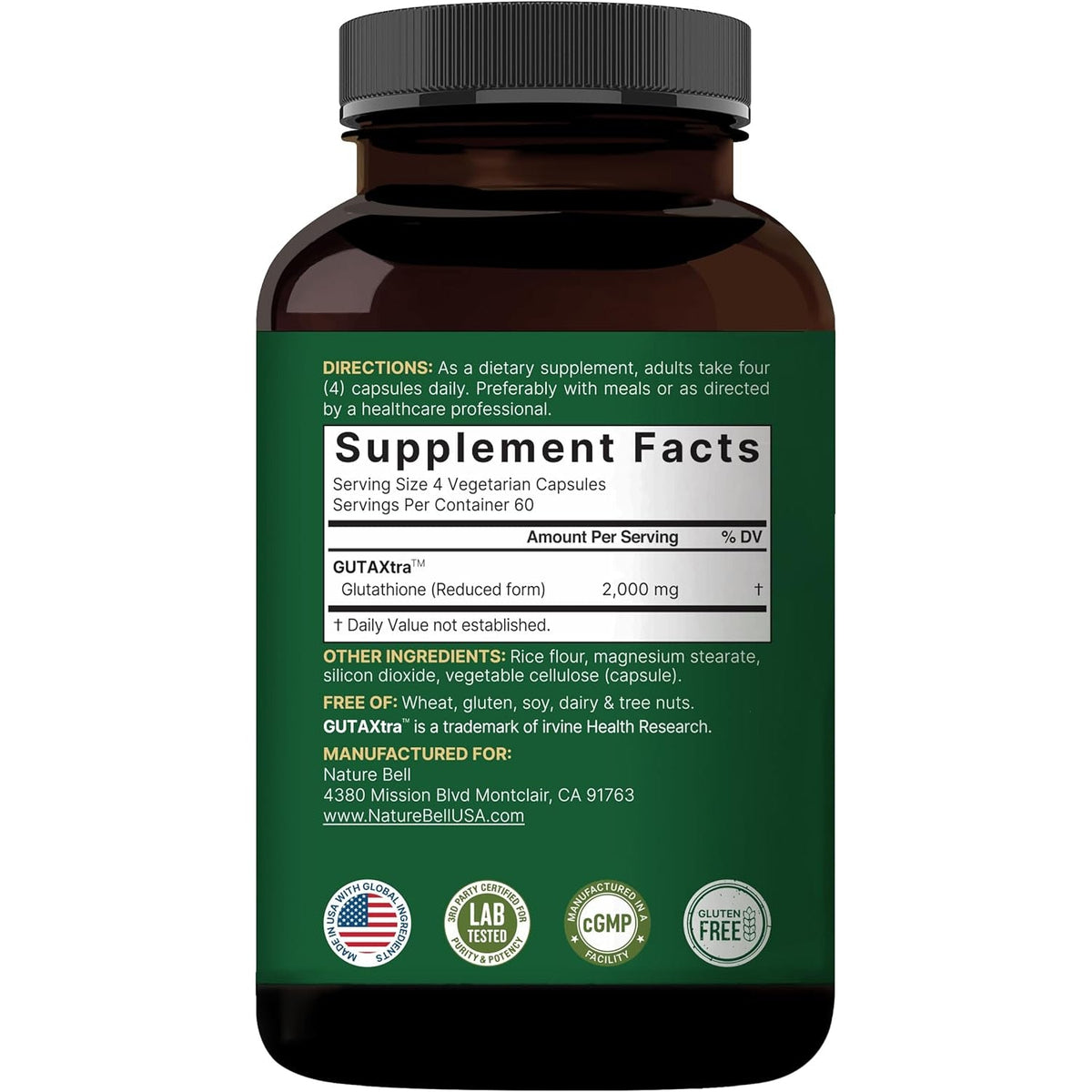 Naturebell Glutathione Supplement 2,000Mg per Serving, 240 Veggie Capsules | 98%+ Purity Verified, Bioavailable Reduced Glutathione Pills, Active Form, Master Antioxidant – Vegan Friendly & Non-Gmo