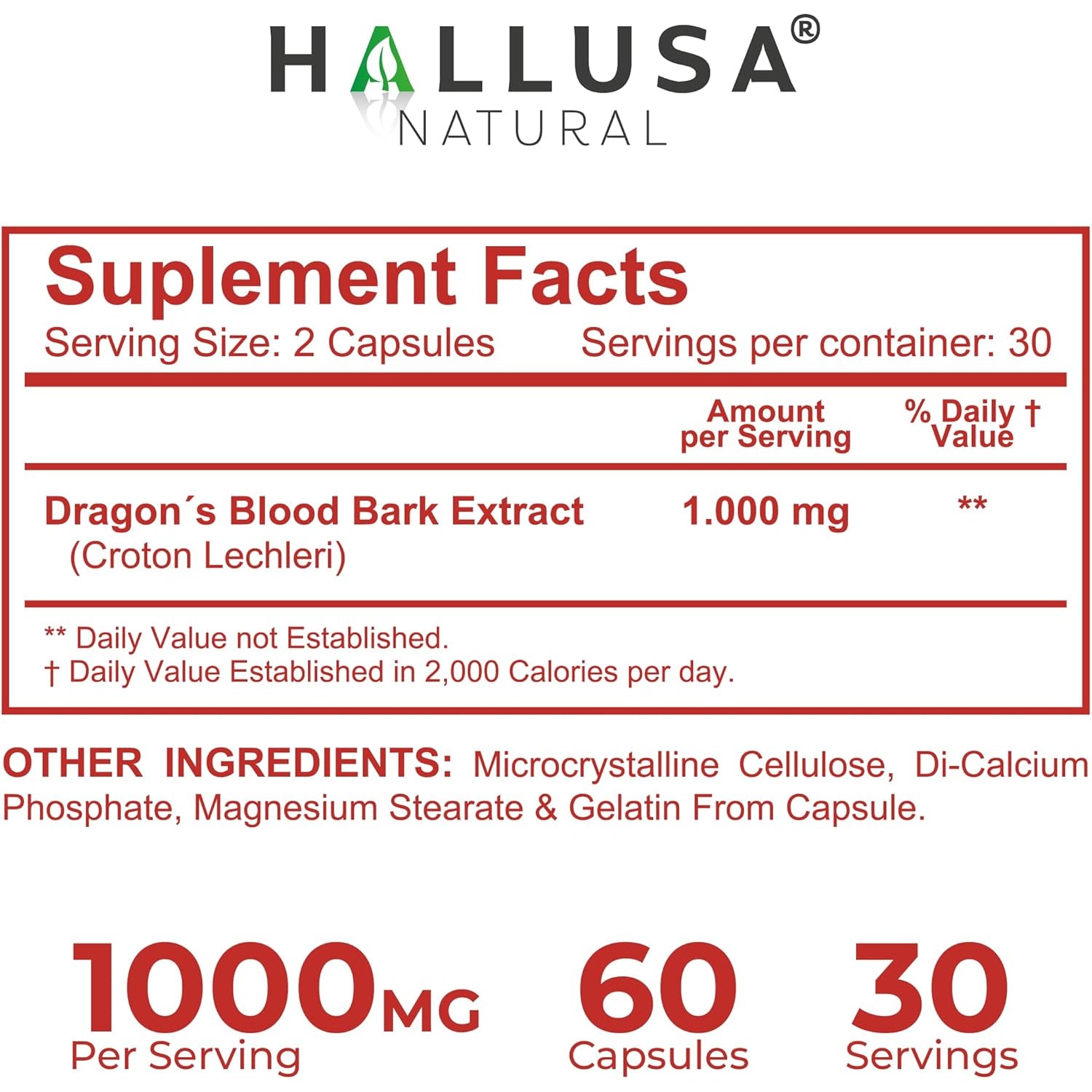 Dragon’S Blood Capsules 1000Mg, Croton Lechleri Extract (Sangre De Drago, Sangre De Grado) Natural Digestion Support, Skin Healing, Ulcers, Stomach Sensitivity, Scarring, Antioxidant Support, 60 Count