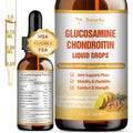 Glucosamine Chondroitin MSM Liquid Drops, Vitamin D3 - Joint Support Supplement for Mobility, Flexibility & Bones Chondroitin Sulfate Supplement Turmeric, Quercetin, Bromelain, MSM Oil 2 FL.OZ