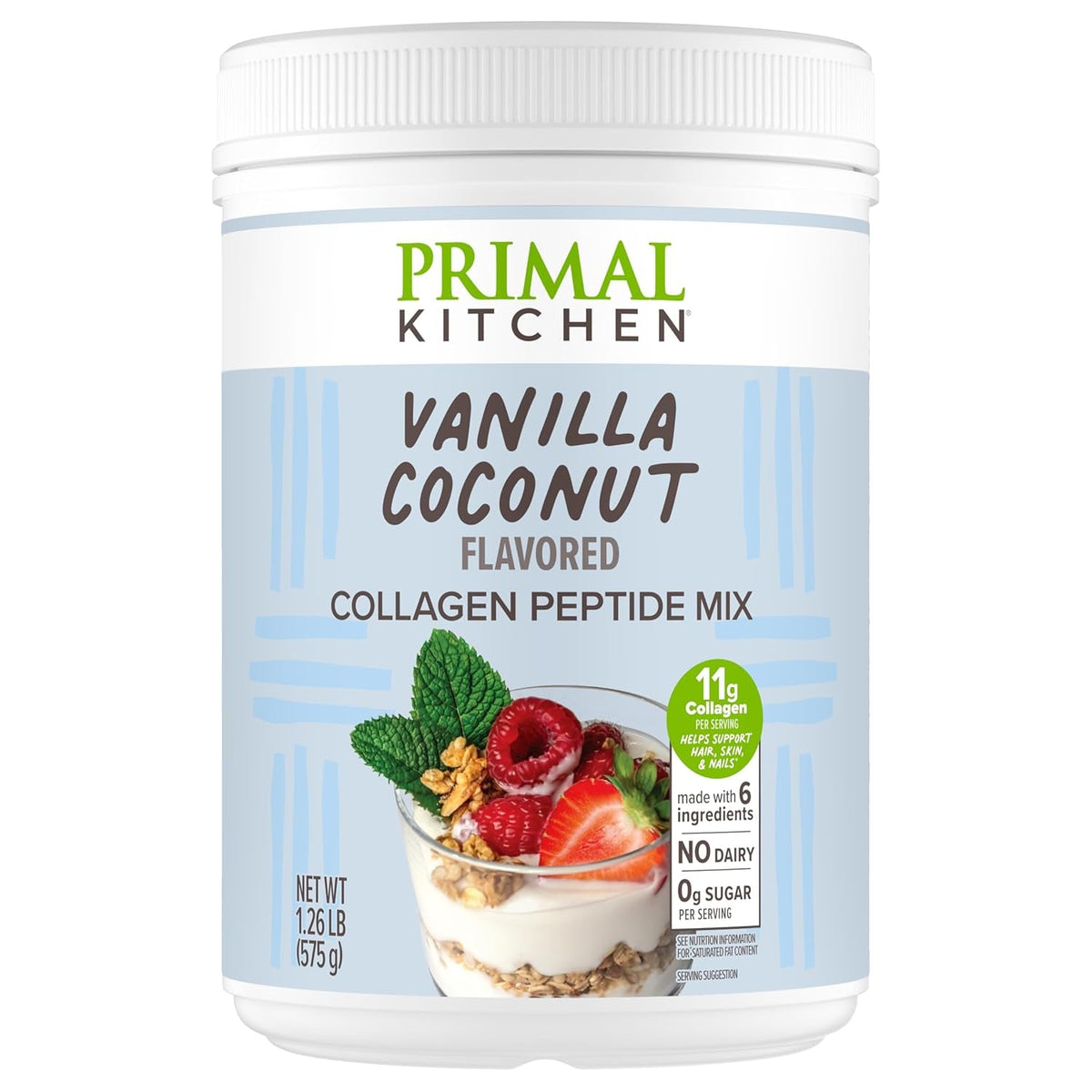 Primal Kitchen Vanilla Collagen Fuel® Drink Mix, Vanilla Coconut Collagen Peptides, No Dairy or Artificial Sweeteners, 20 Ounces
