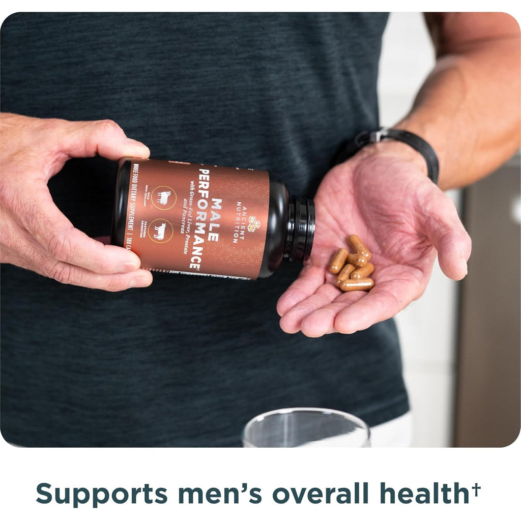 Ancient Nutrition Organ Supplements for Men, Grass-Fed and Wild Organ Complex Capsules, Liver, Prostate, Pancreas Supports Male Performance, Healthy Aging, 180 Ct