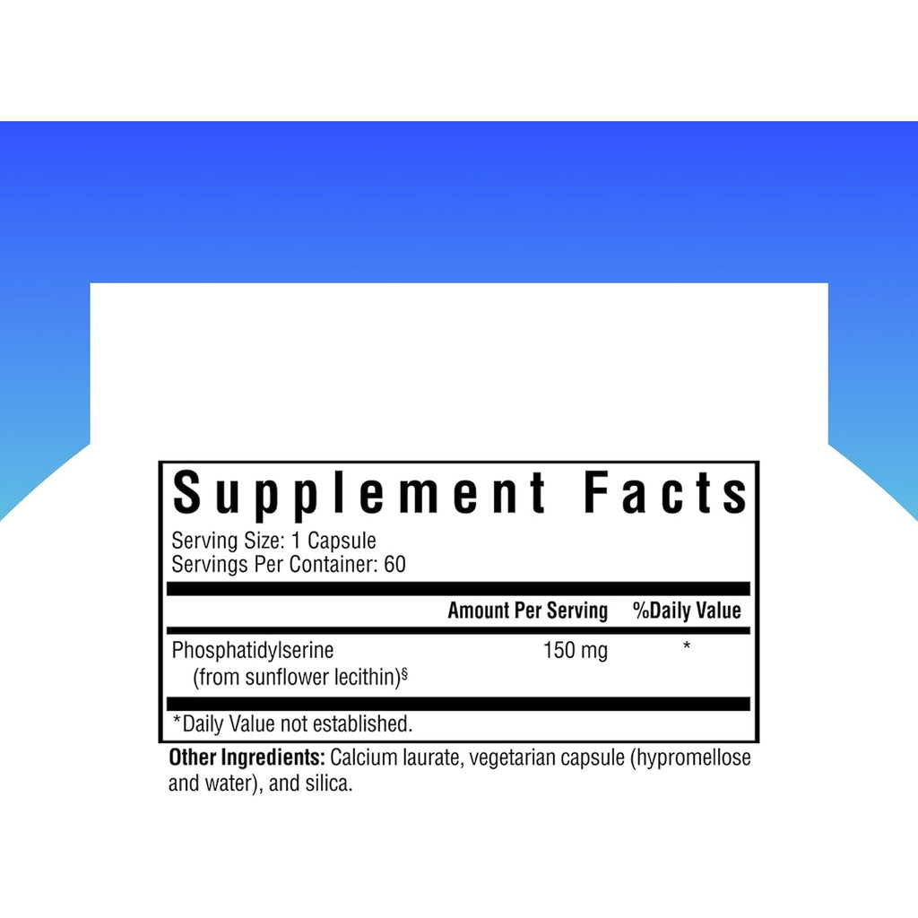 Seeking Health Phosphatidyl Serine - Brain Support Supplement with Sunflower Oil & Phospholipids - Vegetarian & Gluten-Free Capsules - 150 Mg, 60 Capsules