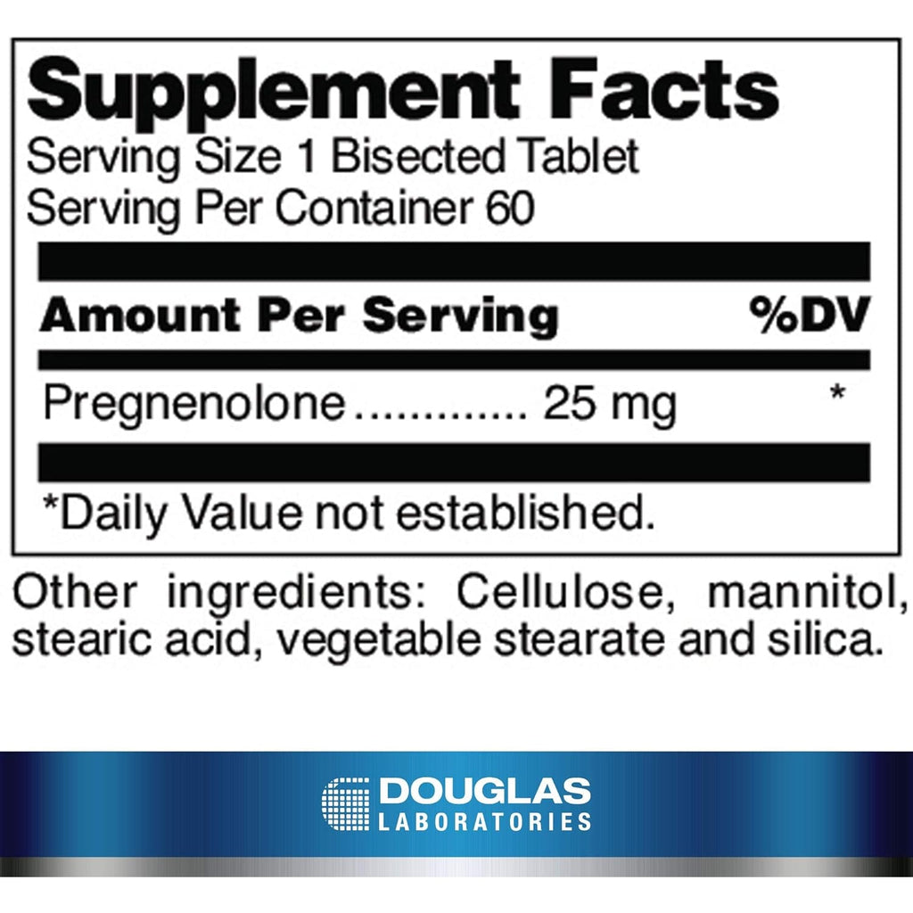 Douglas Laboratories Pregnenolone (25 Mg) - for Pancreas, Cortisol & Liver Support* - Pregnenolone Supplement - Non-Gmo - 60 Tablets