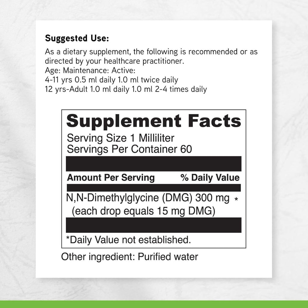 DAVINCI Labs Gluconic DMG Liquid 300Mg - Helps Support Immune System, Muscle Function, Heart Health & Brain Health* - 2 Fl Oz (60 Servings)