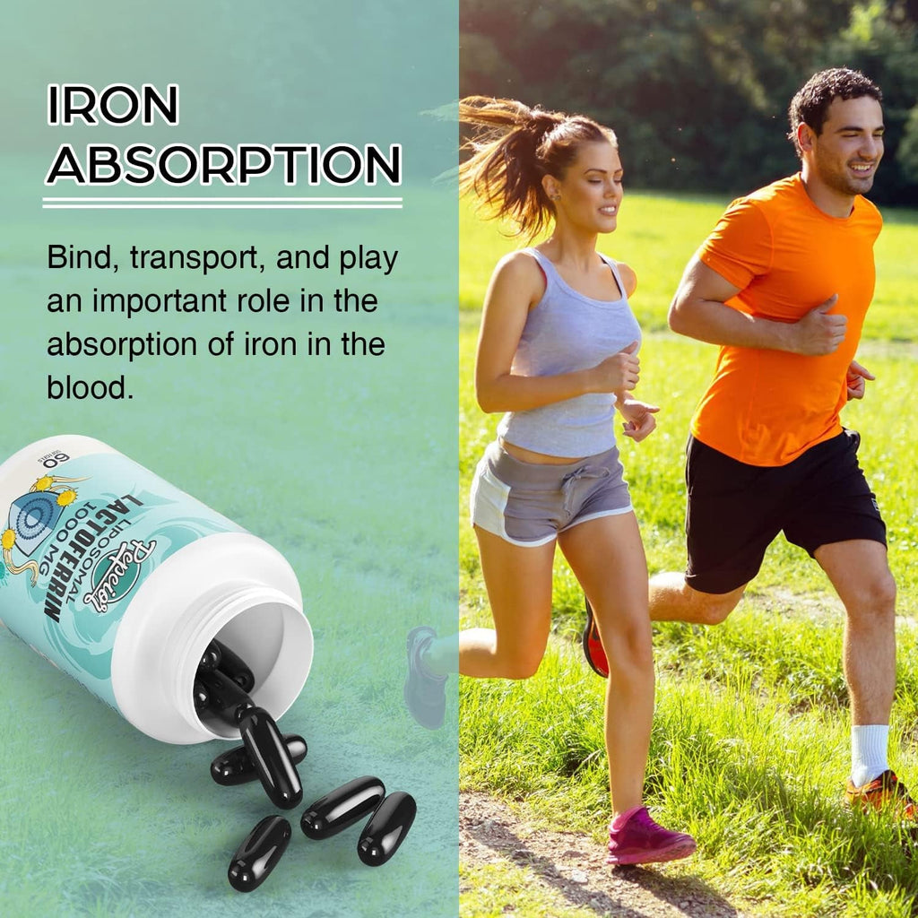 Liposomal Bovine Lactoferrin 1000 Mg - Higher Absorption - for Iron Absorption & Immune Function Lactoferrin Supplements for Adults, 60 Softgels