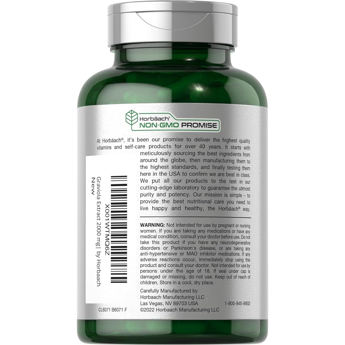 Horbäach Graviola Capsules | 120 Count | Soursop (Annona Muricata) | Non-Gmo & Gluten Free