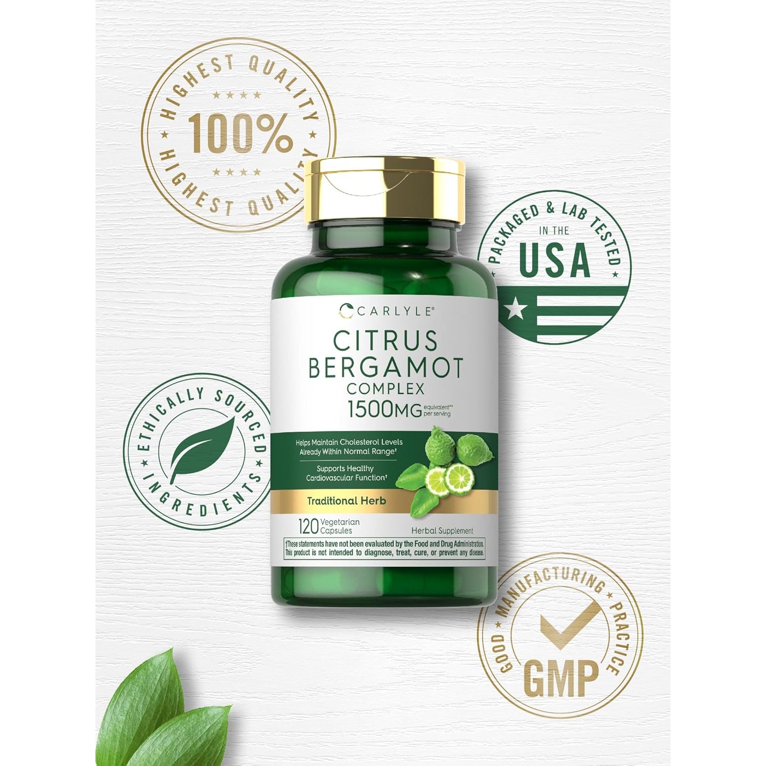 Carlyle Citrus Bergamot Supplement | Extract Complex | 120 Capsules | Non-Gmo, Gluten Free