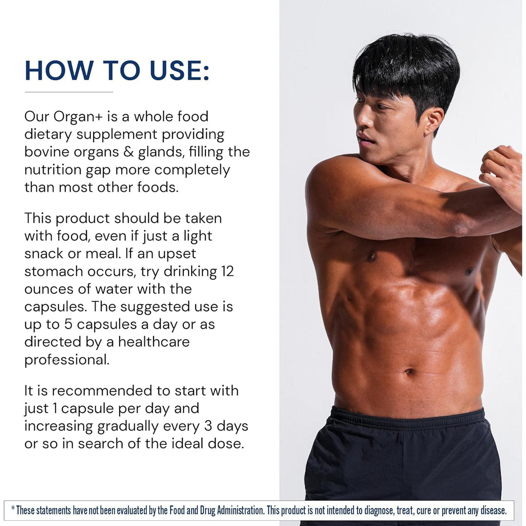 Bodyhealth Organ+ Grass-Fed Glandular Organ Complex, Grassfed Beef Organ Supplement, Dessicated Beef Liver, Heart, Kidney, Pancreas, Spleen, Non GMO, Adrenal, Supplement, (150 Capsules)