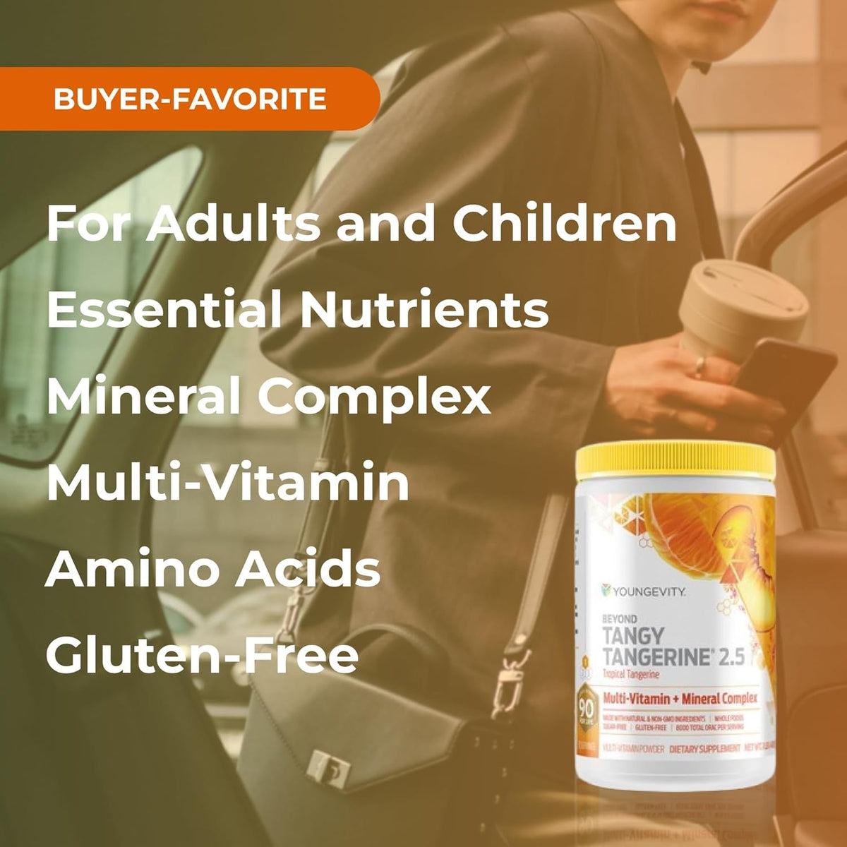Youngevity beyond Tangy Tangerine 2.5 Tropical Tangerine Ultimate Multi-Vitamin & Mineral Complex - Made with Natural & Whole Foods | 8,000 ORAC