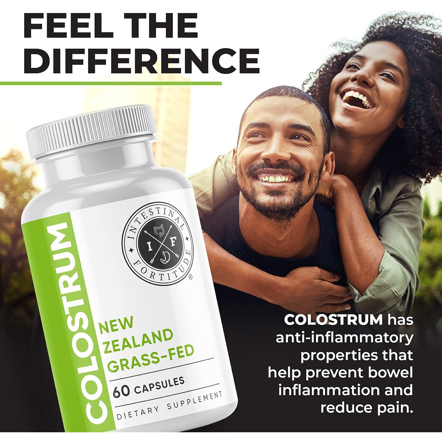 Intestinal Fortitude 100% Grass Fed New Zealand Cows Colostrum Capsules, Grassfed, Hormone Free, GMO Free, Optimal Gut Health and Immune System Support, Leaky Gut, IBD, 500 Mg Capsules, 60 CT