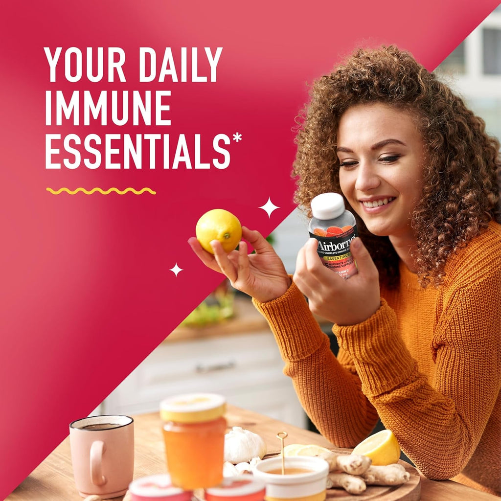 Airborne Immune Essentials Gummies, Orchard Fruit, 132Ct | 400Mg Vitamin C + Vitamins A, D, E, Zinc & B Vitamins | Daily Immune Support Gummies | Gluten Free, No Artificial Flavors