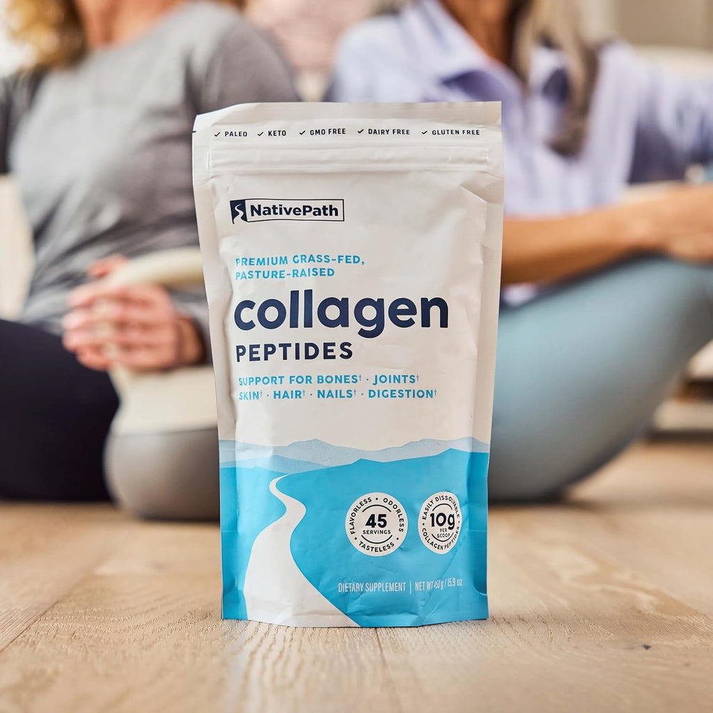 Nativepath Collagen Peptides Protein - Hydrolyzed Type 1 & 3 Collagen Powder for Skin, Hair, Nails - 15.9 Oz (45 Servings)