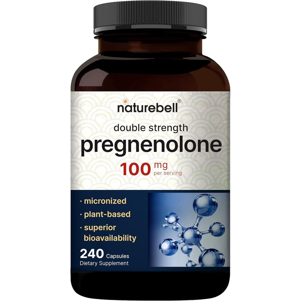 Naturebell Pregnenolone 100Mg, 240 Capsules | 99% Purity, Micronized Grade for Higher Absorption, Plant Based – Natural Precursor, Brain, & Immune Health Supplement – Non-Gmo, Soy Free
