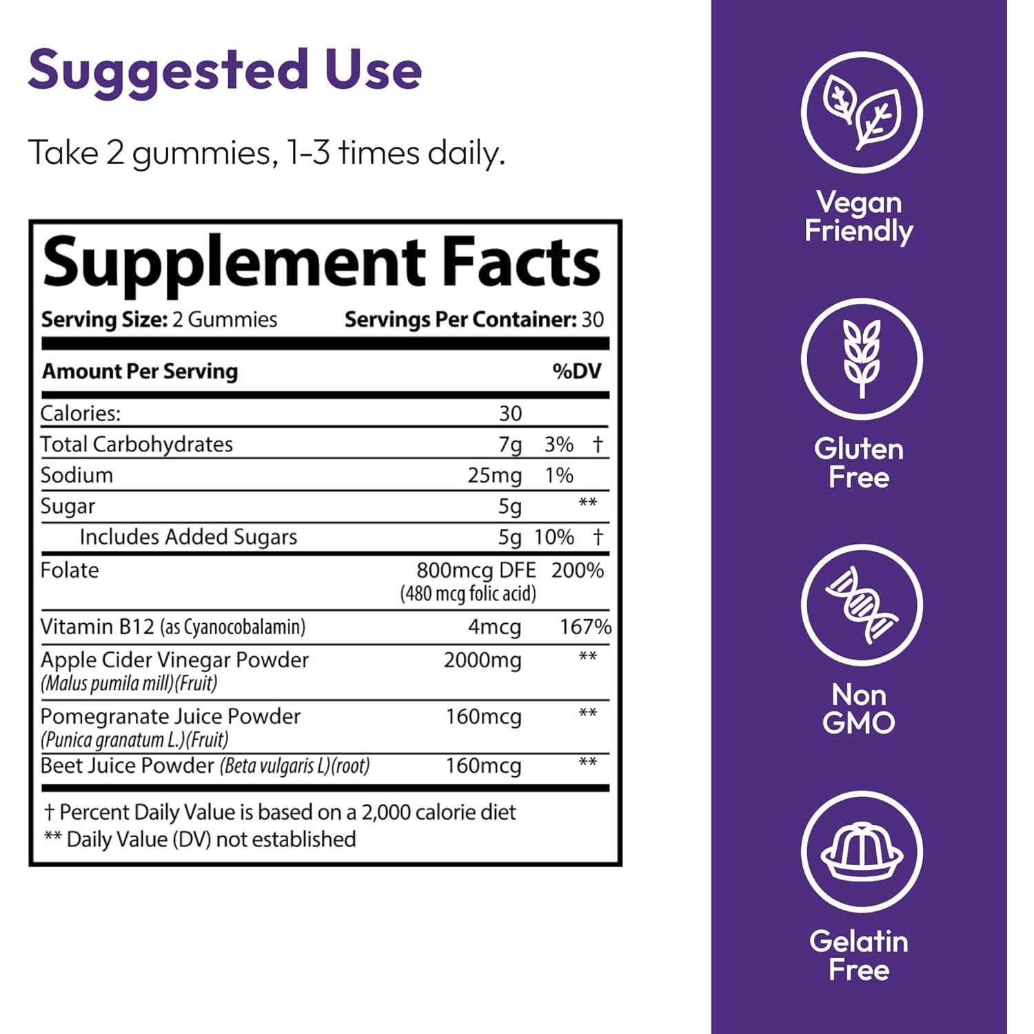 Justified Laboratories Ultra Quick Keto ACV Gummies Extreme (2000 Mg) - 60 Count - Formulated with Apple Cider Vinegar, Folate & Vitamin B12 - Non-Gmo, Vegan, Gluten Free - 30 Servings