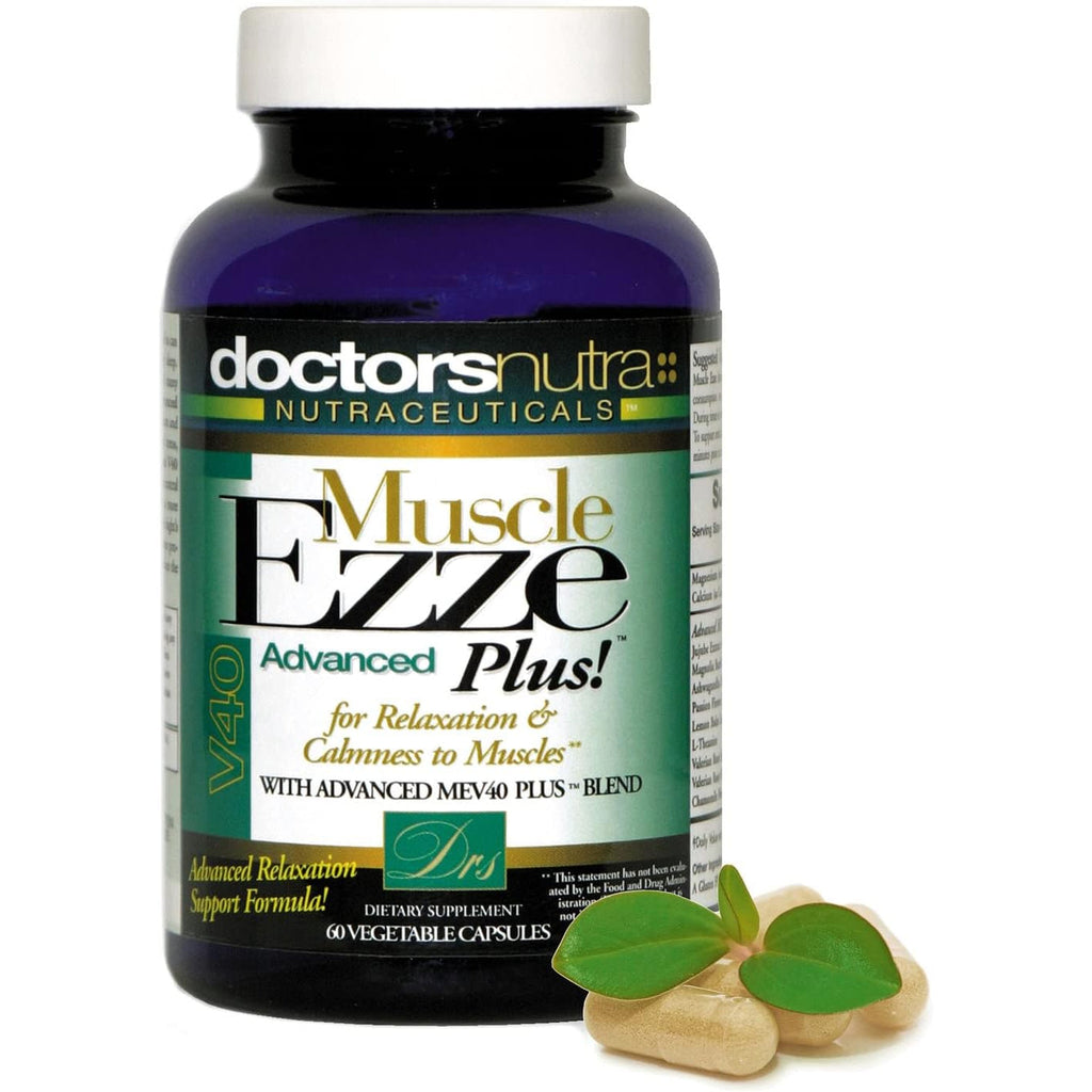 Muscle Ezze plus - Day or Night Use Natural Relaxant - Gluten-Free - 60 Veg. Capsules