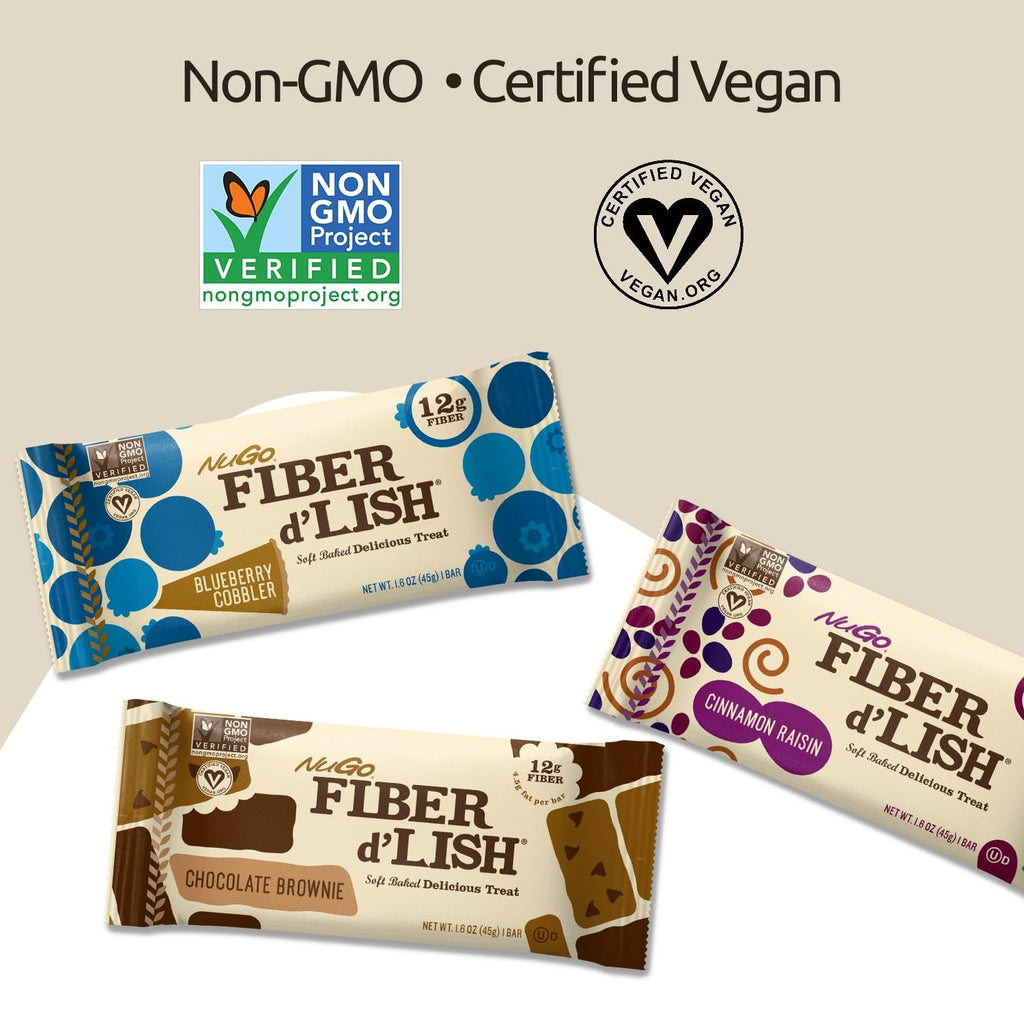Nugo Fiber D'Lish Cinnamon Raisin, 12G High Fiber, Vegan, 150 Calories, 16 Count