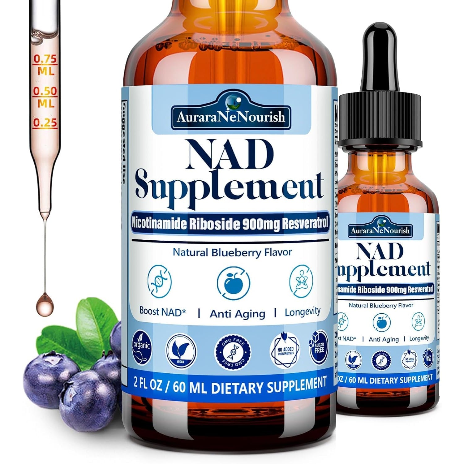 NAD Supplements for Women & Men, Liposomal NAD Nicotinamide Riboside Resveratrol 900Mg W. Resveratrol, Quercetin, Collagen, Niacin, Biotin Support Anti-Aging, Longevity, Energy, Focus
