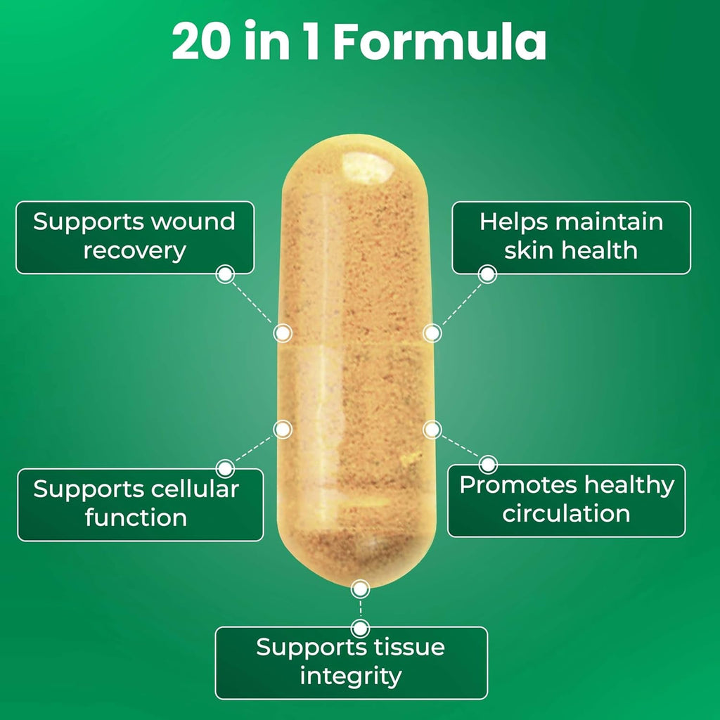 Free Life Labs Woundworx Nutrition-Scar and Surgery Support, Wound Care, General and Plastic Surgery, Faster Healing W/Vitamins, Amino Acids, Collagen, Probiotics, Turmeric, Bromelain-90 Caps